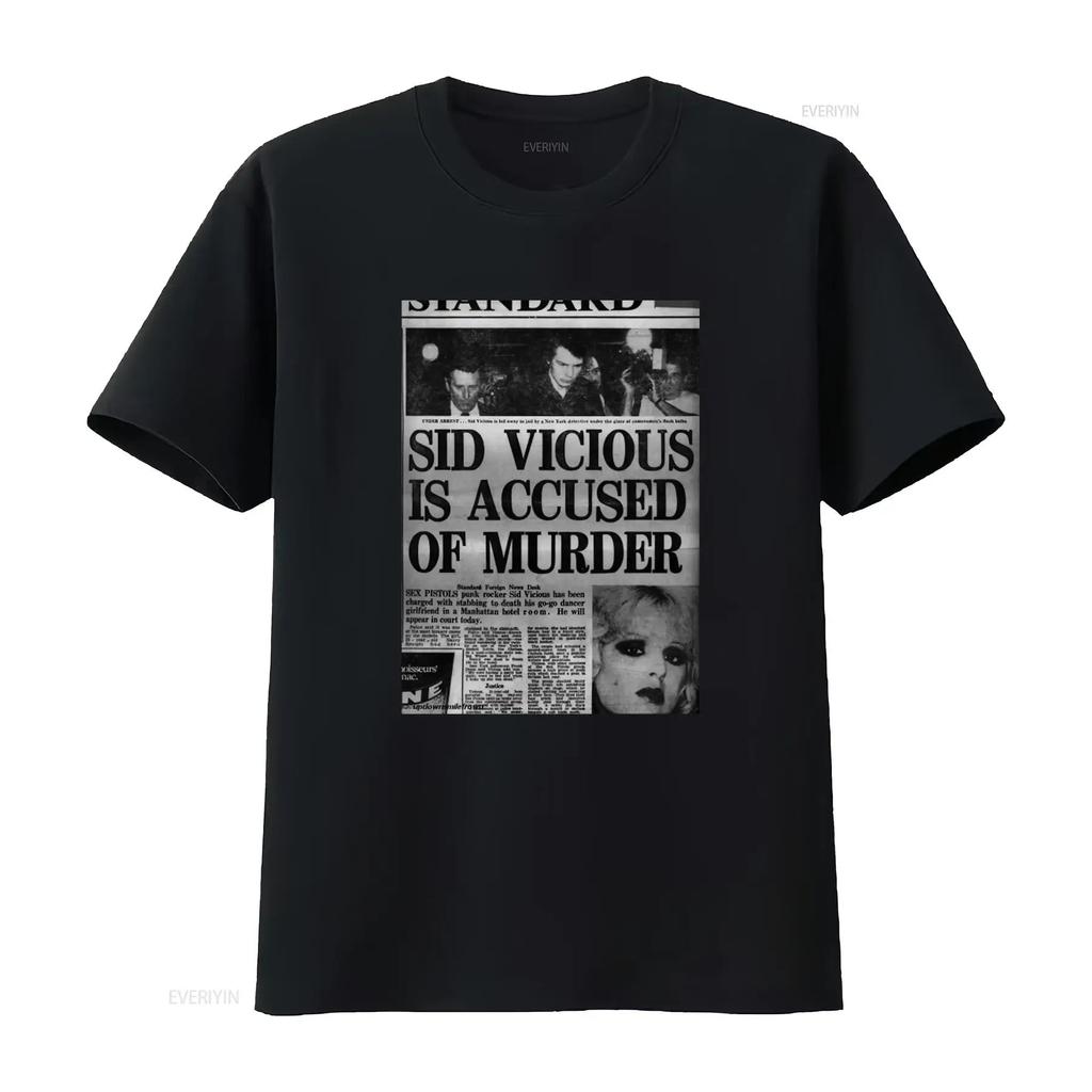 Vintage 90s Sid Vicious Newspaper Ad Punk Sex Pistols T Shirt Size XL vintage Washed designer clothes homme Comfortable