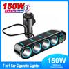 150W Car Charger Adapter 7 In 1 Cigarette Lighter Splitter PD30W/QC 3.0 Fast Charger 12V/24V DC Cigarette Outlet