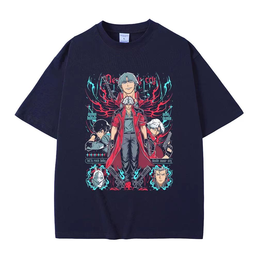 Hip Hop Cotton Game Vergil Dmc Oversize TShirt Devil May Cry for Men Women Tops Streetwear Summer Tee Game Enthusiast Fan Shirt