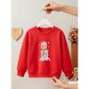 Kids Girls Crewneck Sweatshirt, Watercolor Braided Girl Back View With Butterflies Floral Dress Print Light Pink Soft Fleece Pullover