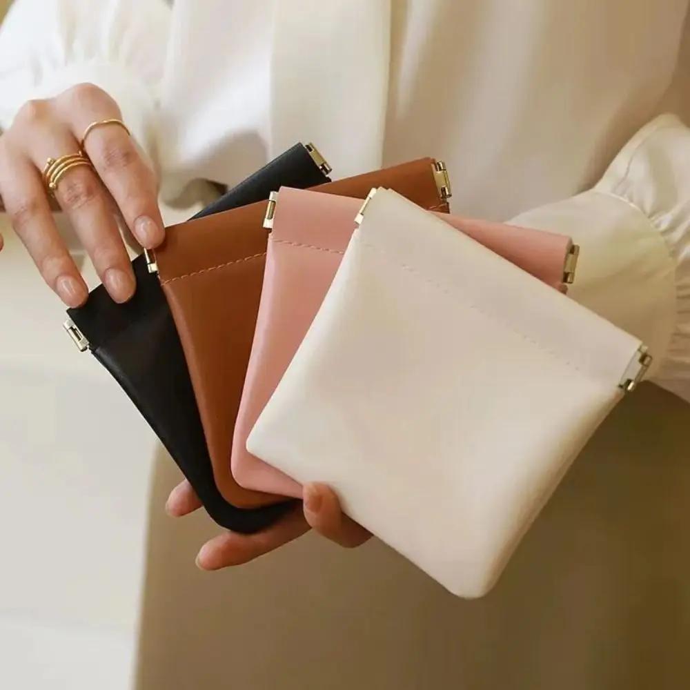 Storage Bag with Automatic Closing Function Wired Headphone Storage Bag PU Coin Purse Mini Portable Lipstick and Makeup Bag