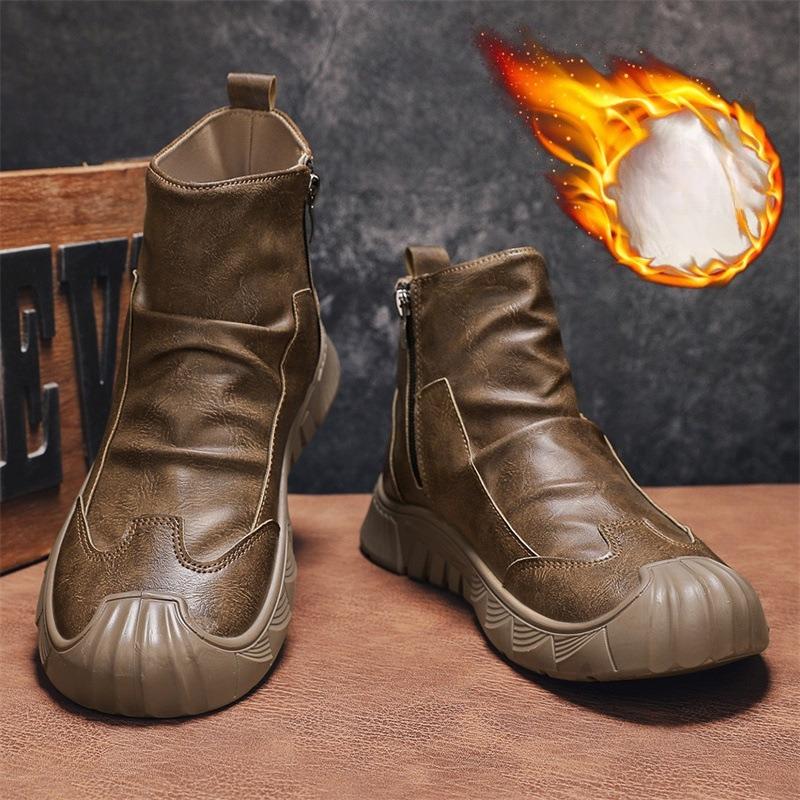 New Men s Casual High-top Boots with Added Insulation and Thick Padding - Warm Cotton Shoes for Workwear Style 44 хаки 2100₽