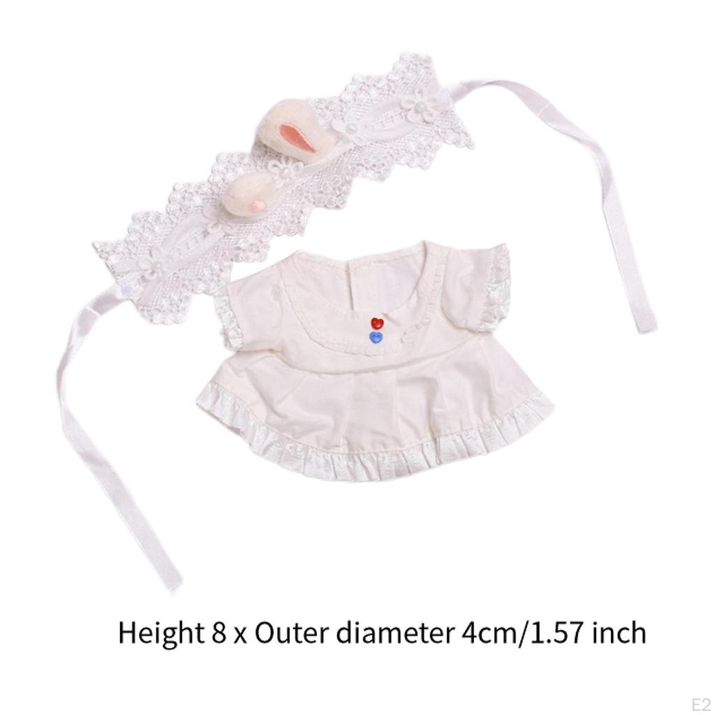 2Pcs Dolls Dress and Headband, Miniature Clothes Accs, Handmade Clothing Costume for 15-20cm Girl