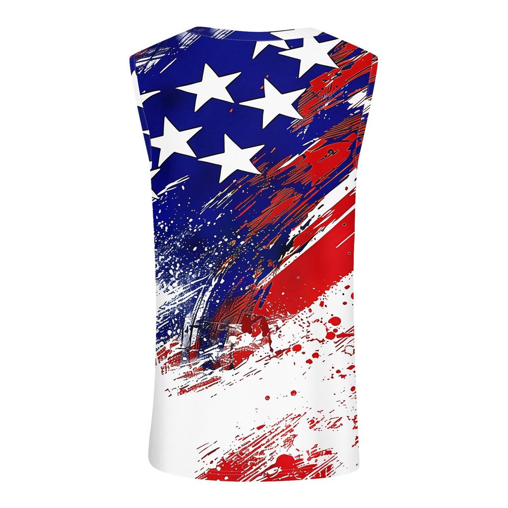 Women's Fashion Casual Large Size V-Neck Sleeveless Vest Printed T-Shirt Top