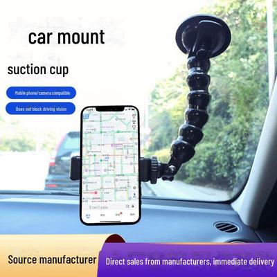 Selfie Mobile Phone Car Mount: Flexible Snake-Shaped Suction Cup for Glass or Camera.