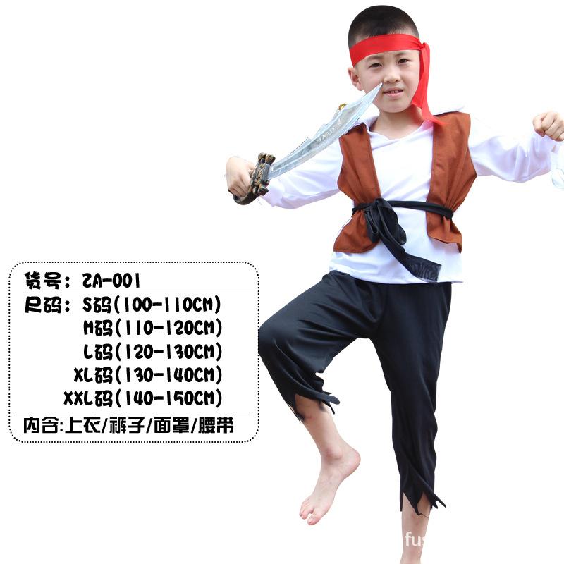 Halloween cos costumes children pirate clothes party costumes caribbean pirate captain jack dress up