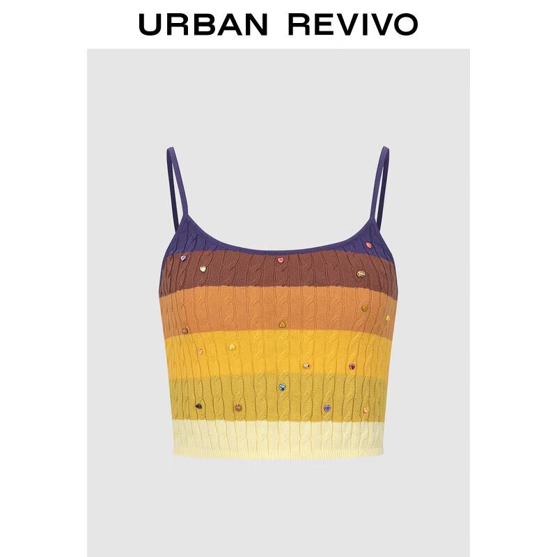 UR Women s Color-block Striped Cable Knit Cropped Camisole XL