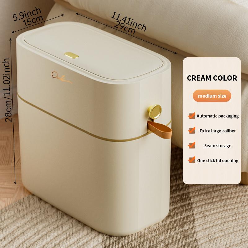 

Household Bathroom Toilet Lid Trash Bin – Automatic Suction-Activated, Extra-Large, Ideal for Toilet Paper Disposal