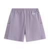 Li Ning Sports Lifestyle Series Solid Color Mid Waist Breathable Versatile Straight Leg Sports Shorts Women shorts Dark-Gray Purple AKSV408-5