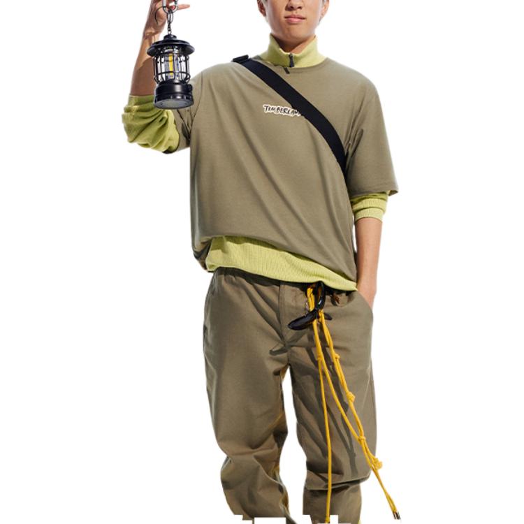 Timberland Casual Breathable Printed Short Sleeve T-Shirt Unisex Tops Cassel-Green A669F-590