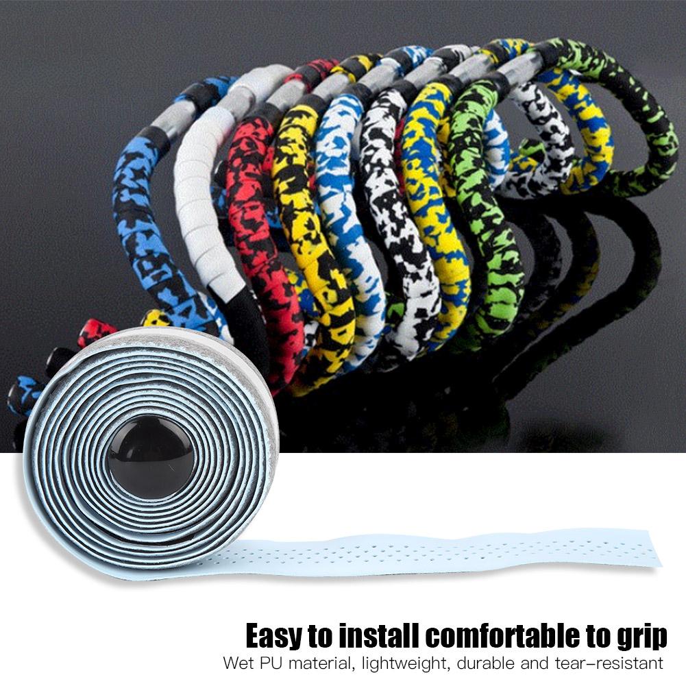 Wet PU Cycling Handlebar Bar Tape Lightweight Road Bike Handle Wrap Black