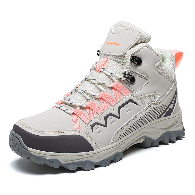 

Men s Plus Size High-Top Leather Hiking Shoes - Autumn/Winter Outdoor Cross-Border Off-Road Shoes for Couples Size 37 рожевий
