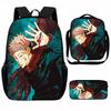 Set Zaino Scolastico Cartone Animato Anime Bambini Leggero Ergonomico Borsa a Spalla Doppia Con Portapranzo Astuccio Tessuto Oxford