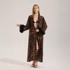Leopard Print Nightgown, Women's Summer and Autumn Long Sleeved Light and Thin Morning Gown, Pearl Yarn Wild Beauty Home Gown