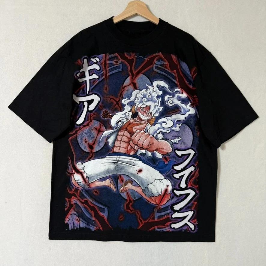 

Bandai One Piece Luffy 5 Manga Rare God Pattern Printed Men s and Women s Crew Neck Plus Size Short Sleeve T-Shirt Tops 4XL