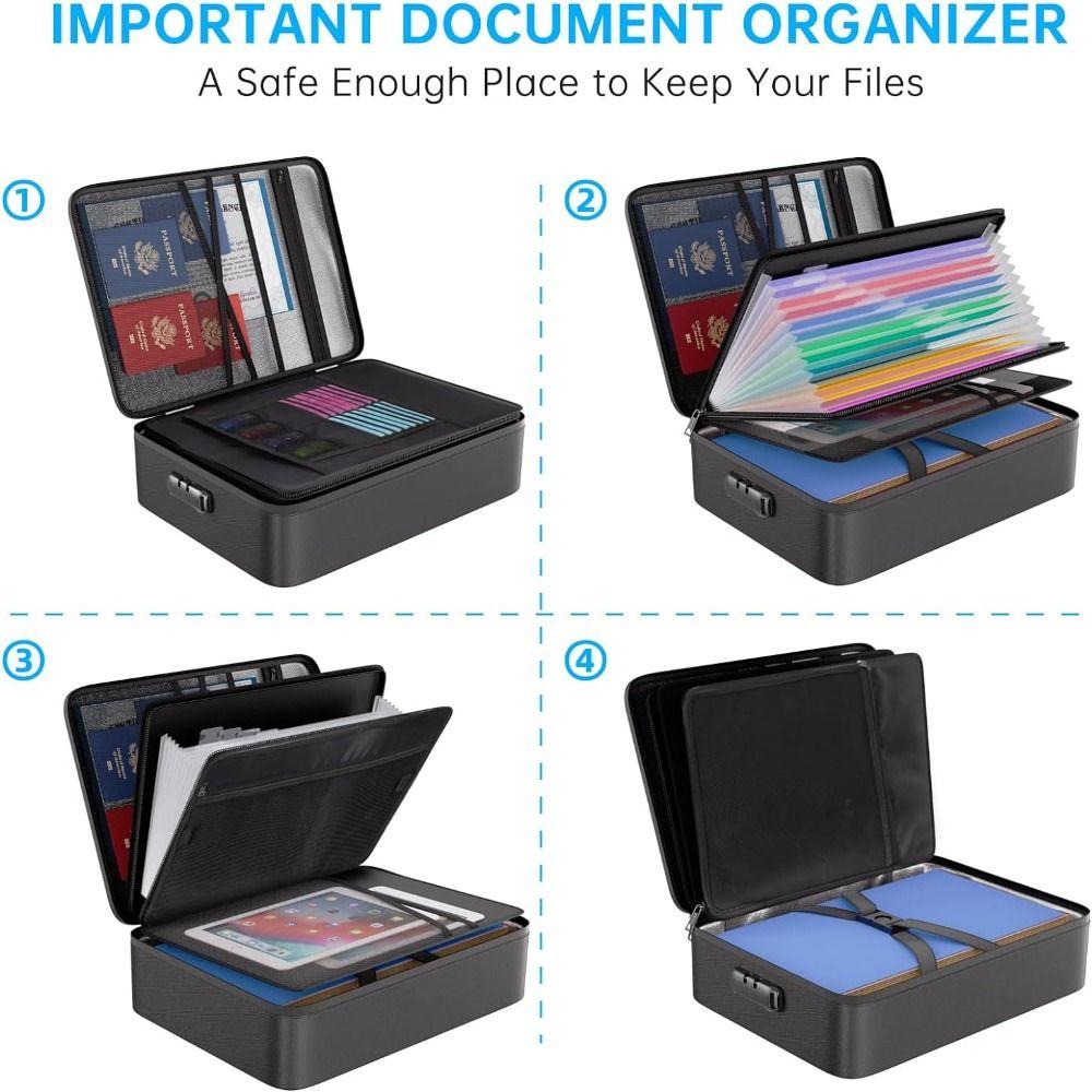 Multi-Layer File Organizer Box Waterproof Accordion File Folder File Storage Case  Business