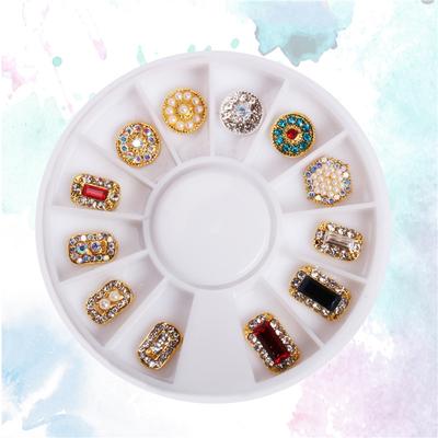 12 Stücke/Rad Legierung Nagel Ornament Perle Strass Kristall Nagel Schmuck Nail Art Dekoration