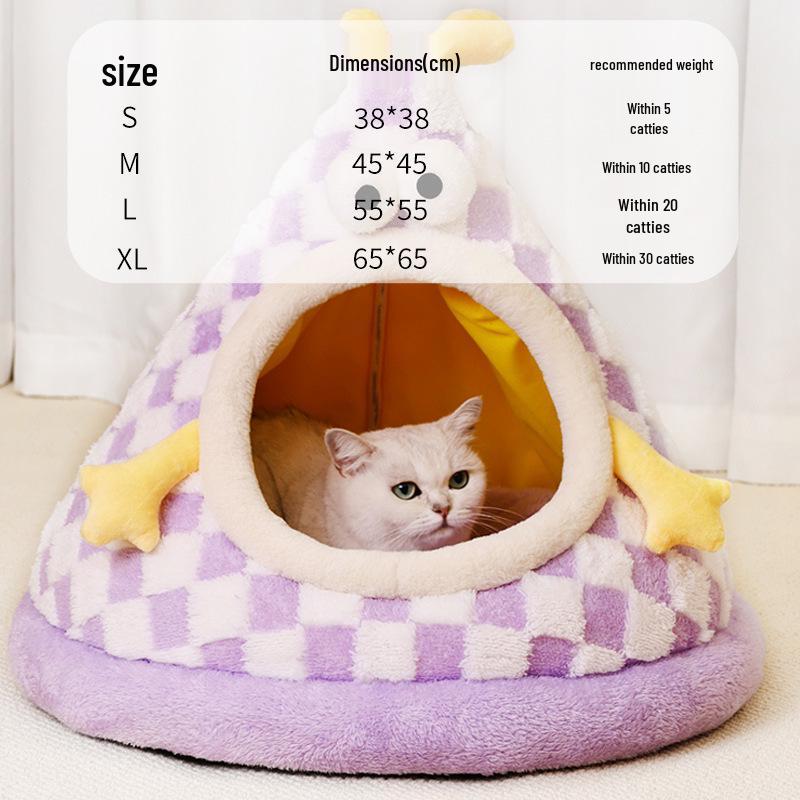 Cozy Semi-Enclosed Washable Cat & Dog Tent Bed for All Seasons