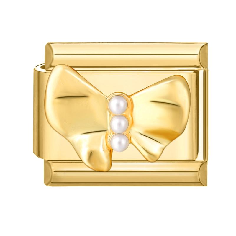 New Y2K Gold Color Butterfly Moon Bow Shell Star Pearl Pendant Italian Charm Link Fit 9mm Stainless Steel Bracelet DIY Making