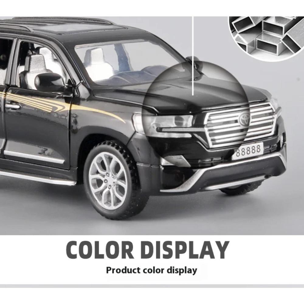 Miniaturen 1/32 Toyota Land Cruiser Legierung Off Road Diecast Modell Sound Licht Pull Back Spielzeug Schreibtisch Fahrzeugmodell Ornamente Geschenk