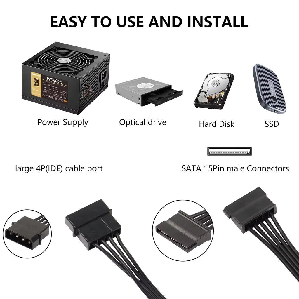 4Pin Hard Drive Power Cable 1 Male To 3/4/5/6 Female Splitter Adapter SATA Power Hard Disk Extension for DIY PC Sever