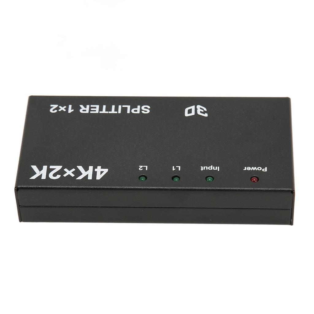 HD Multimedia Interface Splitter 1 in 2 Out 4K 2K Duplicate Mirror Screen Video Switcher with AC Adapter for TV 100‑240V