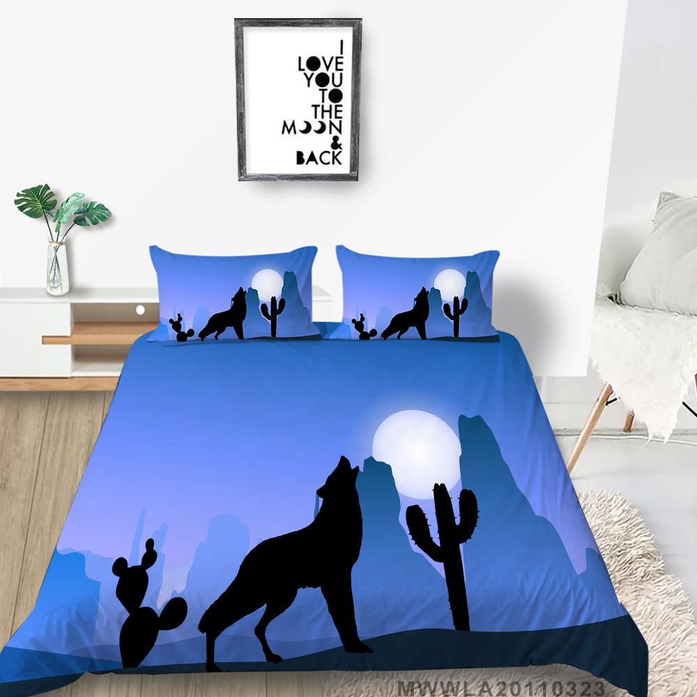 2023 New Style Unique Design Bedding Cover Suit Fashionable Decorative Wolf Printed Home Textiles Queen King Size Bedding