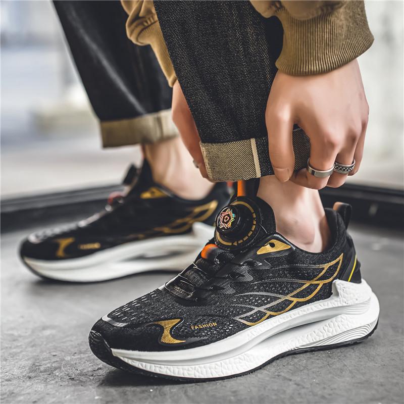 New Men's Shoes Autumn Breathable Button Rotating Convenient Mesh Sports Outdoor Sports Leisure Running and Hiking Shoes