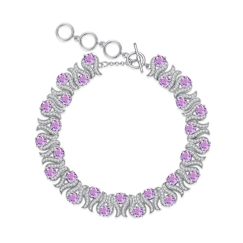 Natural crystal stone jewelry s925 sterling silver bracelet women s European and American style luxury inlaid with natural crystal high-end design