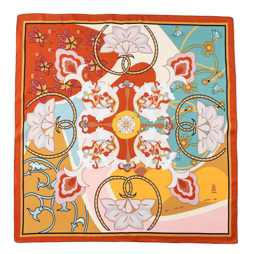 Mulberry silk scarf  new retro winter beautiful ginkgo printing four seasons shawl sunscreen dual-purpose