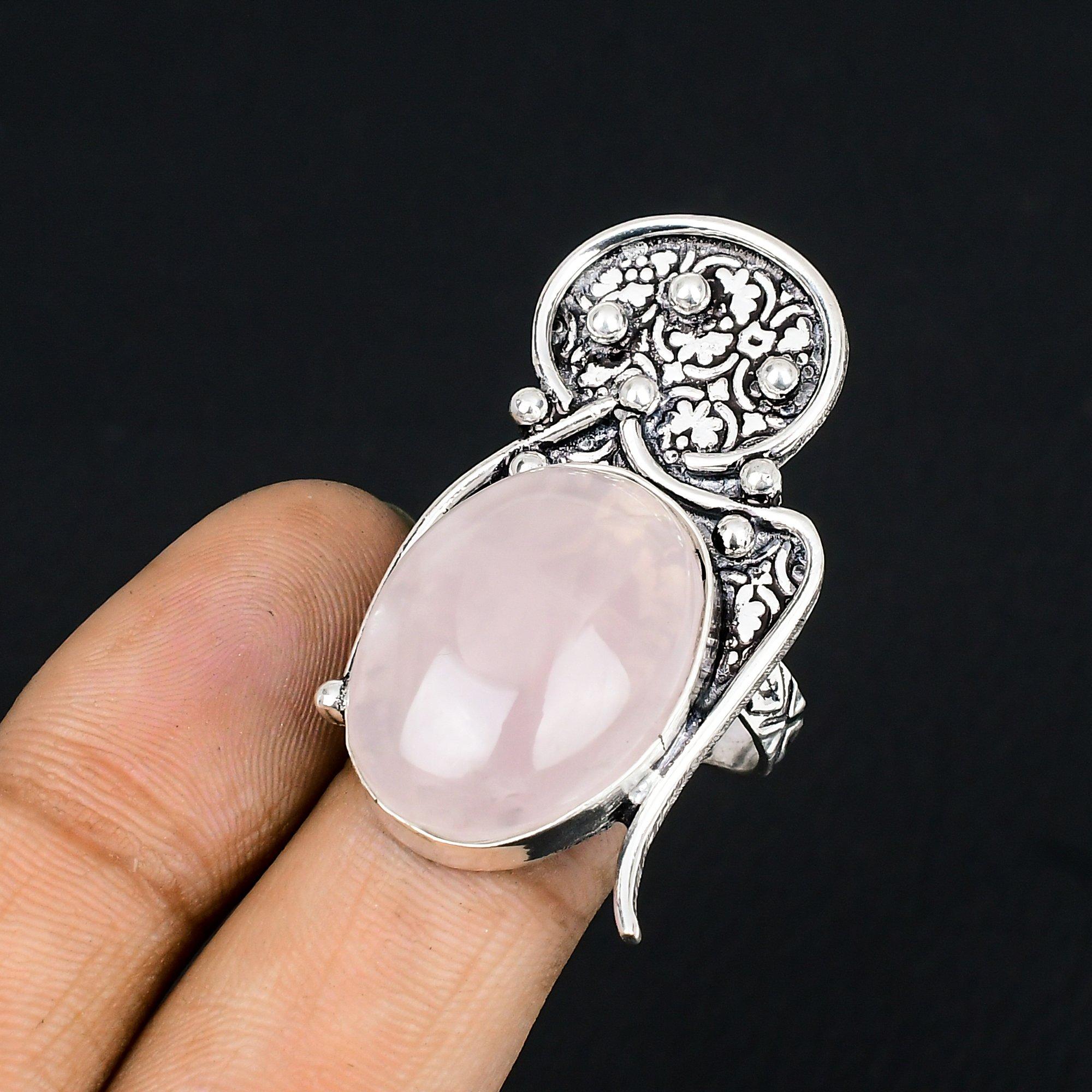 Daughters Day Deal Rose Quartz Stone Stackable Ring Jewelry Sterling Silver US 8 8