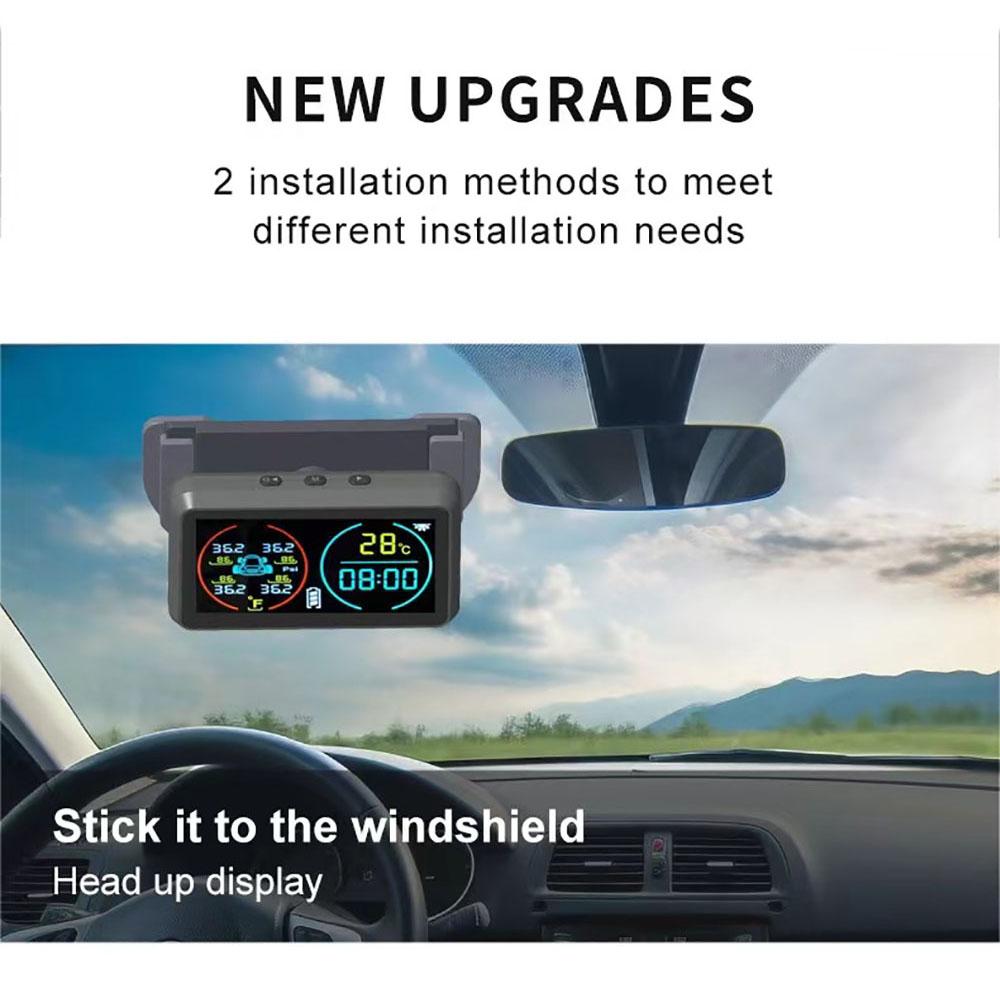 Smart Solar Power TPMS Car Tire Pressure Monitoring System Alarm Tyre Air Pressure Meter Gauge Temperature Warning 4 Sensors