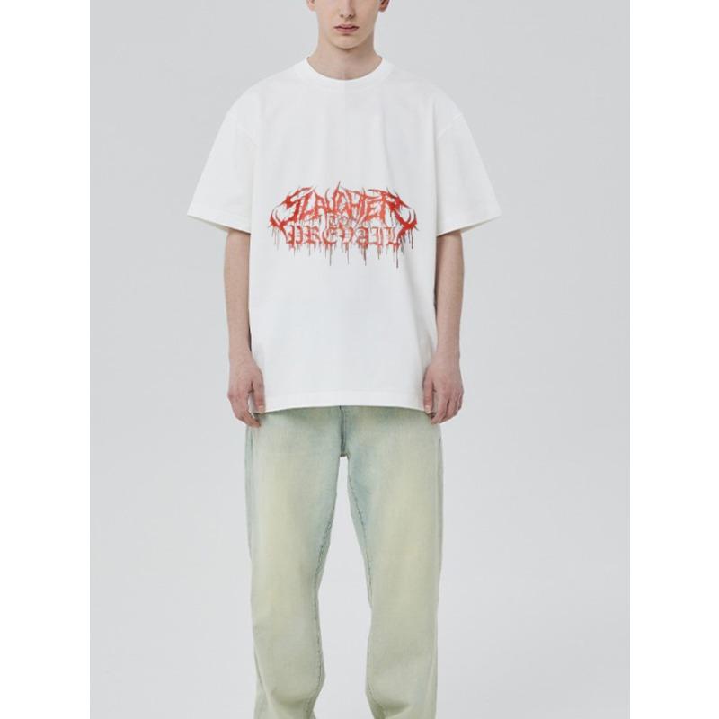 Bílé tričko s grafickým designem textu Slayer Prey pro ležérní streetový styl