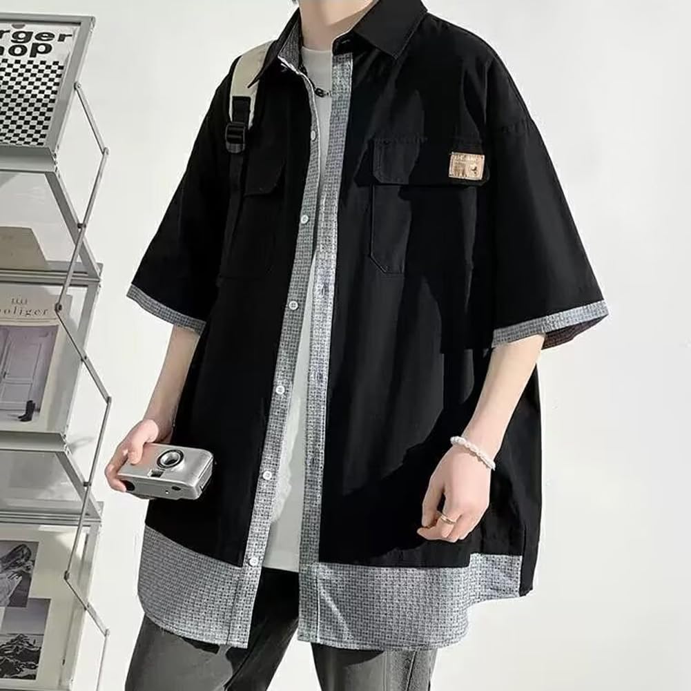 Summer Short Open Loose Plus Layered Summer Size XL [FJLTDCP] Men's Shirt, Sleeve, Button-Down, Collar, Fit, Sizes, Style, Popular, Simple, Stylish,