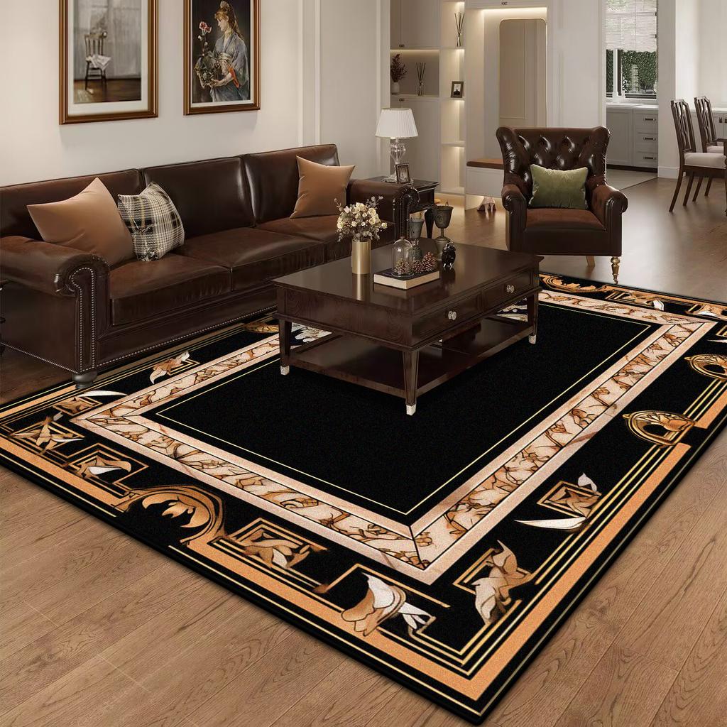 Marble Luxury Carpet for Living Room Decorations Sofa Table Large Area Rugs Black Gold Long Hallway Floor Mat Anti-slip Doormat