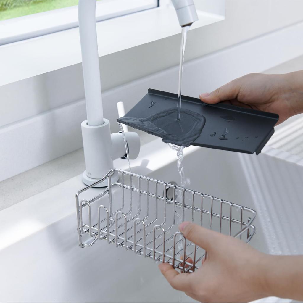 Dish over the dish drainer stainless drainer, sink, drainer, basket, steel, rust-proof, scratch-resistant (silver, 21.2cm)
