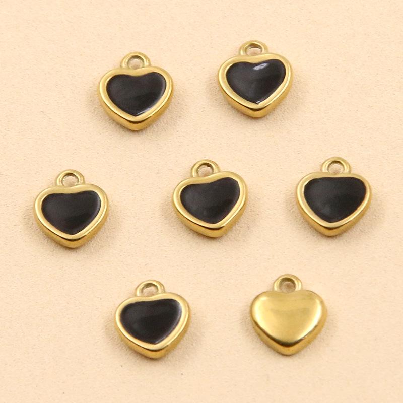 11 Color 5x6mm Stainless Steel Enamel Heart Charms Pendants