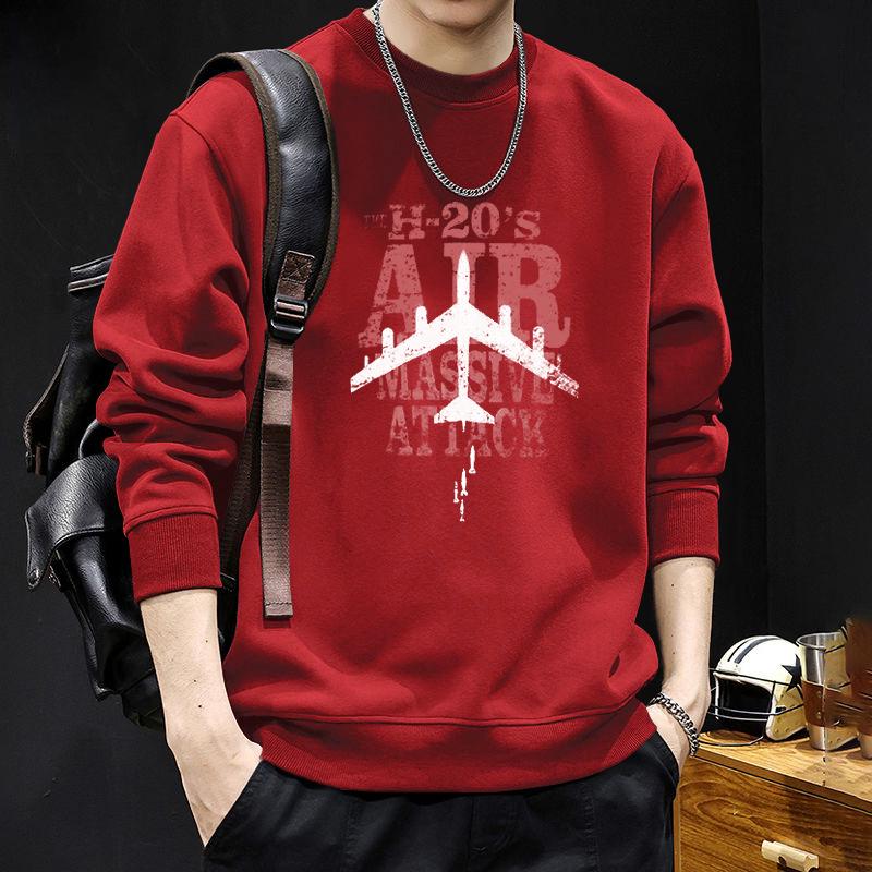

Men s Thickened Heavyweight Sweatshirt - Autumn/Winter Crewneck with Letter Print, Casual Trendy Jacket for Teens 3XL (190-220 lbs)