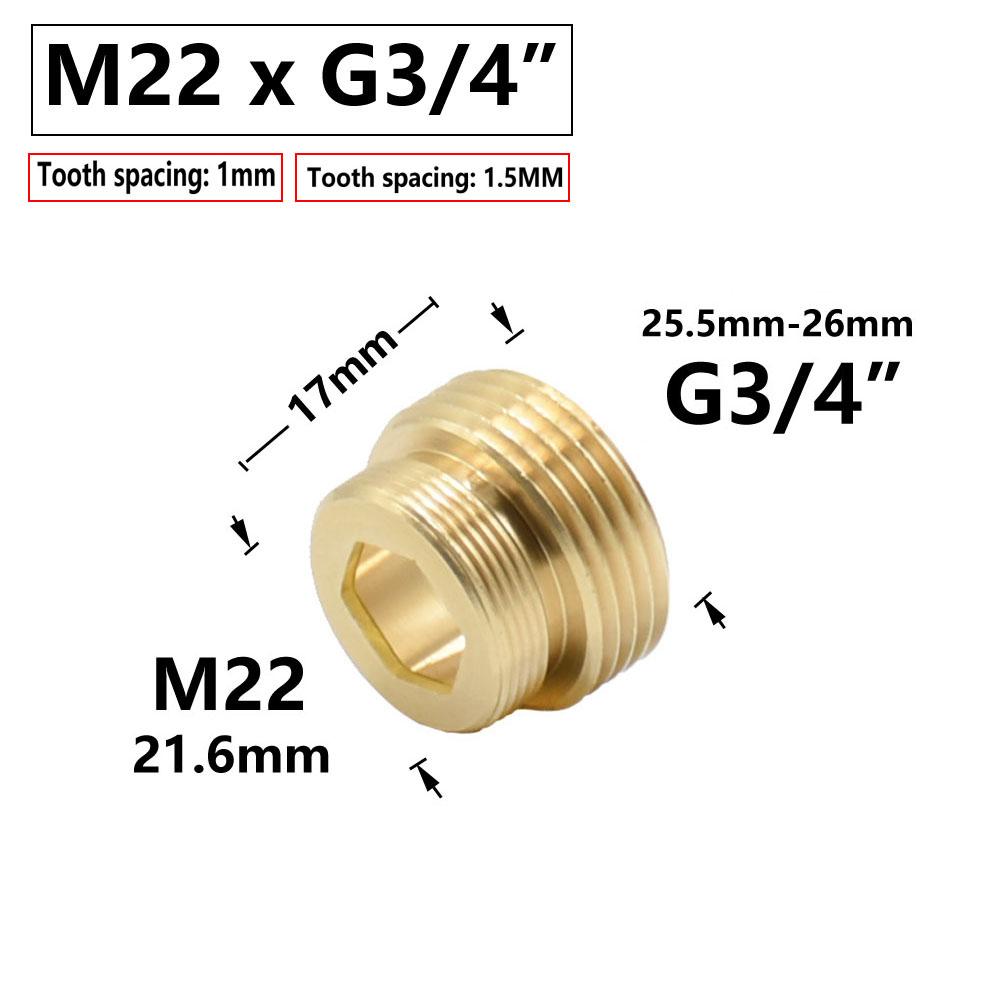 

Copper 3/4 To M22 Thread Connector Brass Faucet Thread Transition Fittings For Kitchen Bathroom