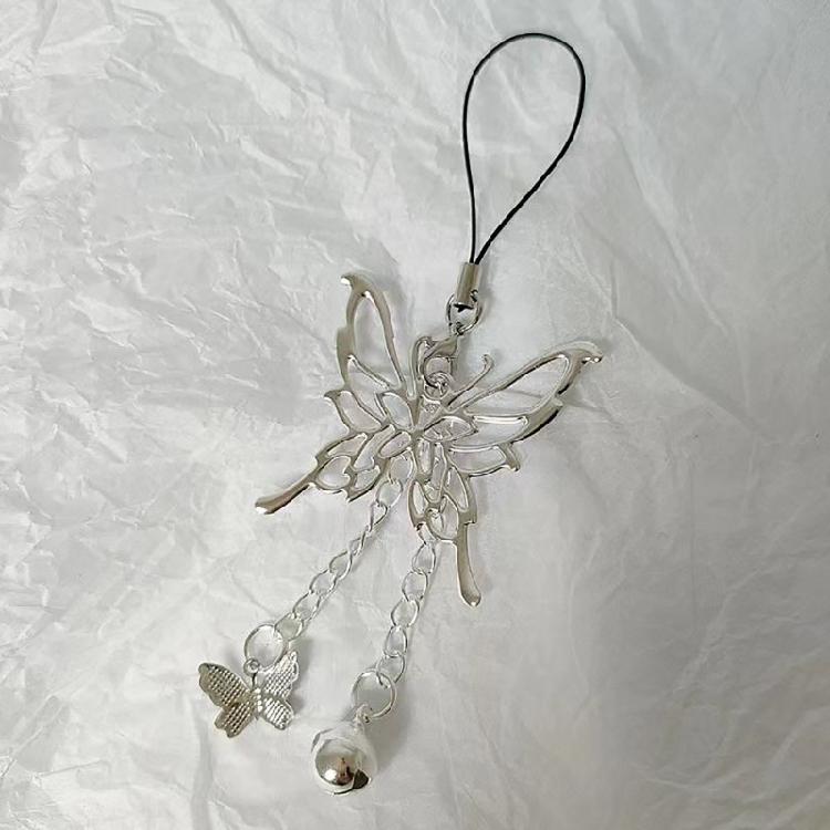 Unique Anime Keychain with Butterfly Bell Pendant Charm for Cosplay Enthusiasts