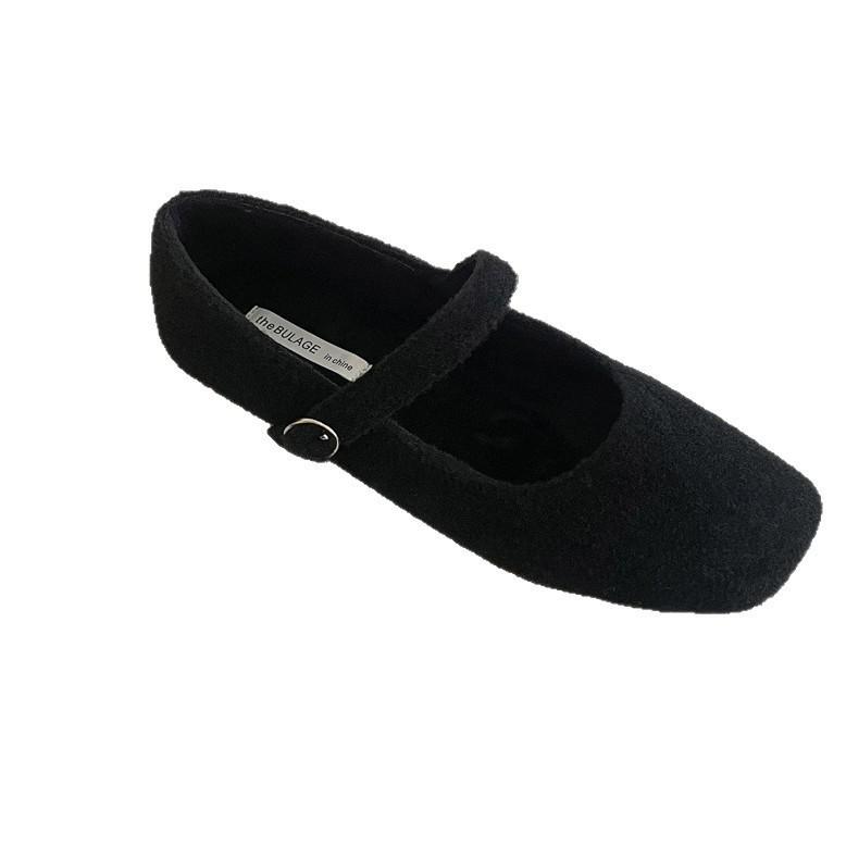 Flat-bottomed Korean Version of Mary Jane Single Shoes Women's Shoes 2025 New Autumn and Winter Black Gentle Versatile Plush Shoes