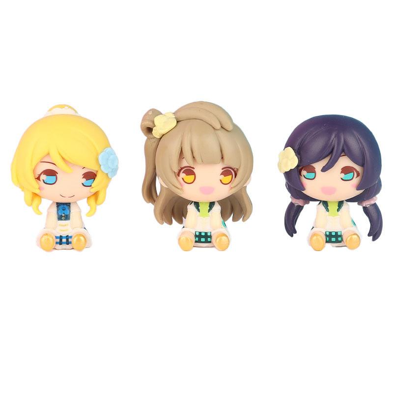 9Pcs/1Set Q Version Anime Figure Love Live! School Idol Project Kotori Minami Honoka Kousaka PVC Adorable Sitting Figure Toy