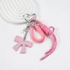 Braided Rope Bag Charm Lovely Heart Keychain Handbag Pendant Ornaments Bows Keyrings Fashion Keyholders