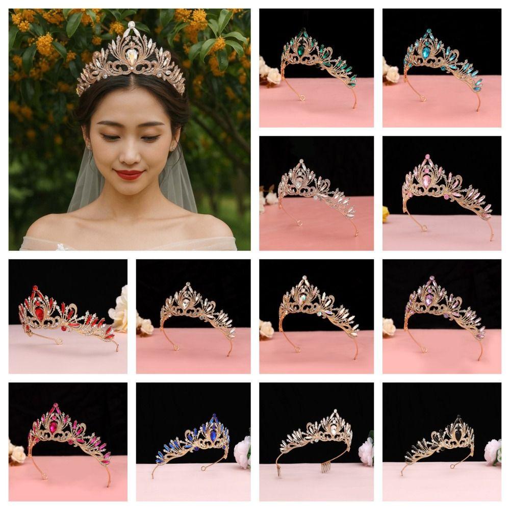 Elegant Baroque Crown Vintage Princess Rhinestone Tiara Ancient Greece Tiara Birthday Head Jewelry