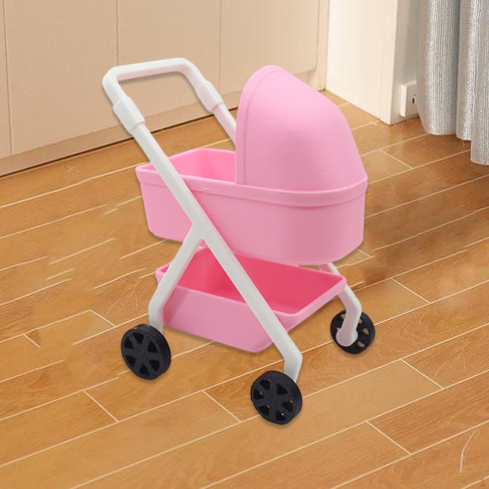 

Кукольный домик в масштабе 1/12, игрушечная карета, реалистичная кукольная коляска, прогулочная коляска, кукольная кроватка, декор сцены, детский подарок розовый