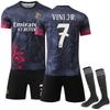 Dospívající Děti Dospělí Fotbalové Súpravy Sportovní Tréninková Dresová Sada se Ponožkami 25/26 Real Madrid Oblek s Dračím Vzorem #7 Vini JR