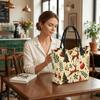  Christmas Reindeer Printed Canvas Tote Bag Casual Large Capacity Holiday Handbag