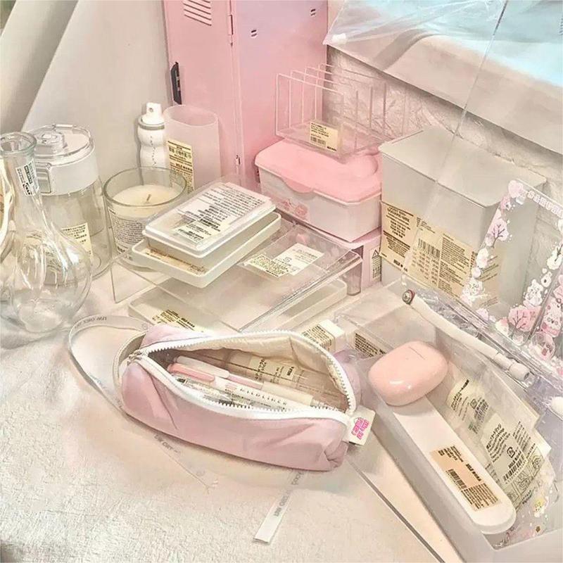 Large Capacity Pencil Pouch Durable Pencil Box Desktop Storage Bags Multi-Function Portable Pencil Case Cute Stationery Bag