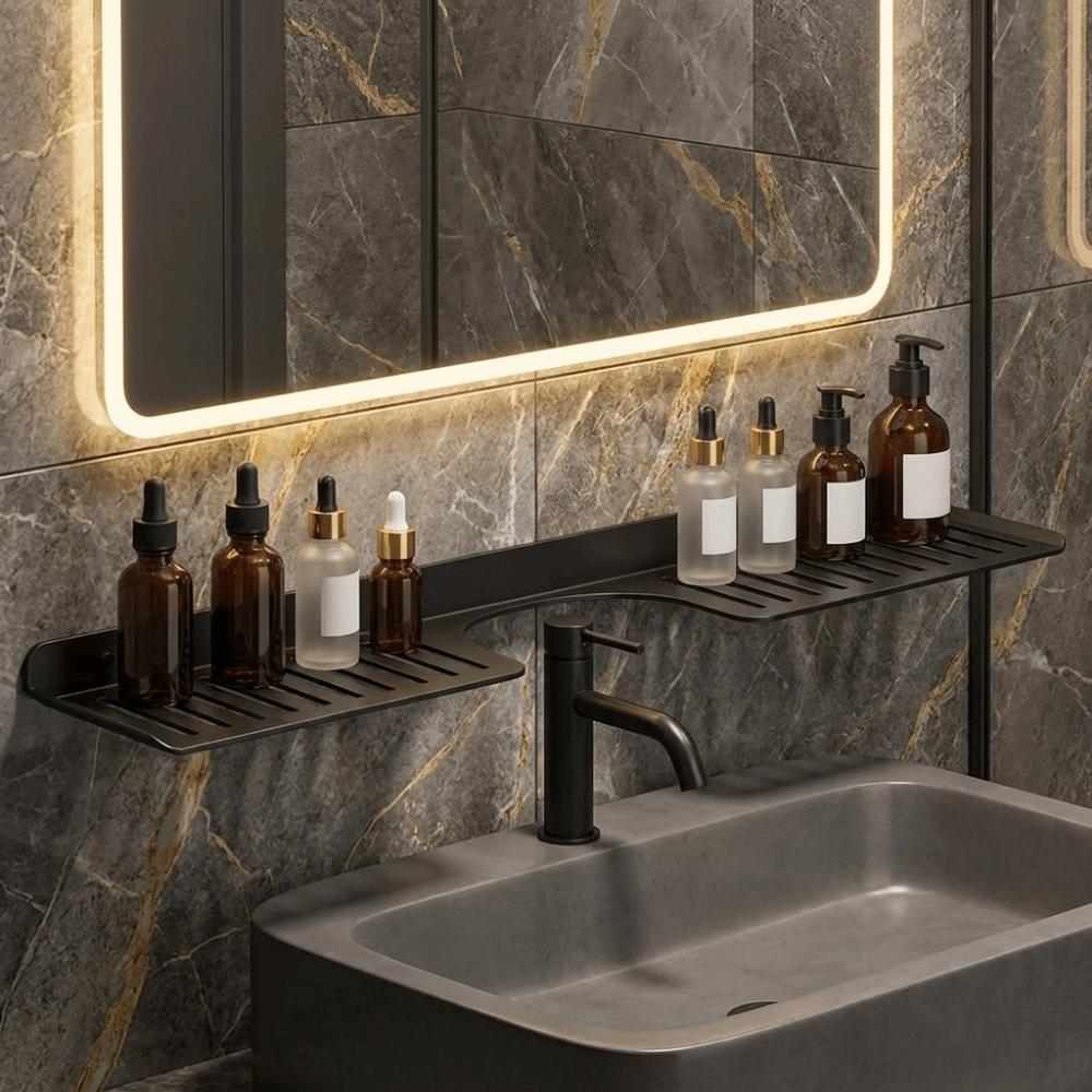 Wall Mounted U Shaped Countertop Storage Rack Water Drainage Kitchen Storage Rack Bathroom