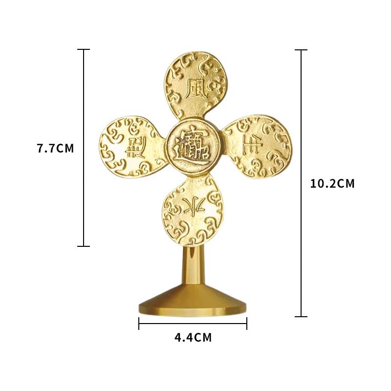 Chinese Fengshui Statues Good Luck Ornaments Golden Bullion Yuanbao Windmill Copper Miniature Wealth Living Room Office Decor